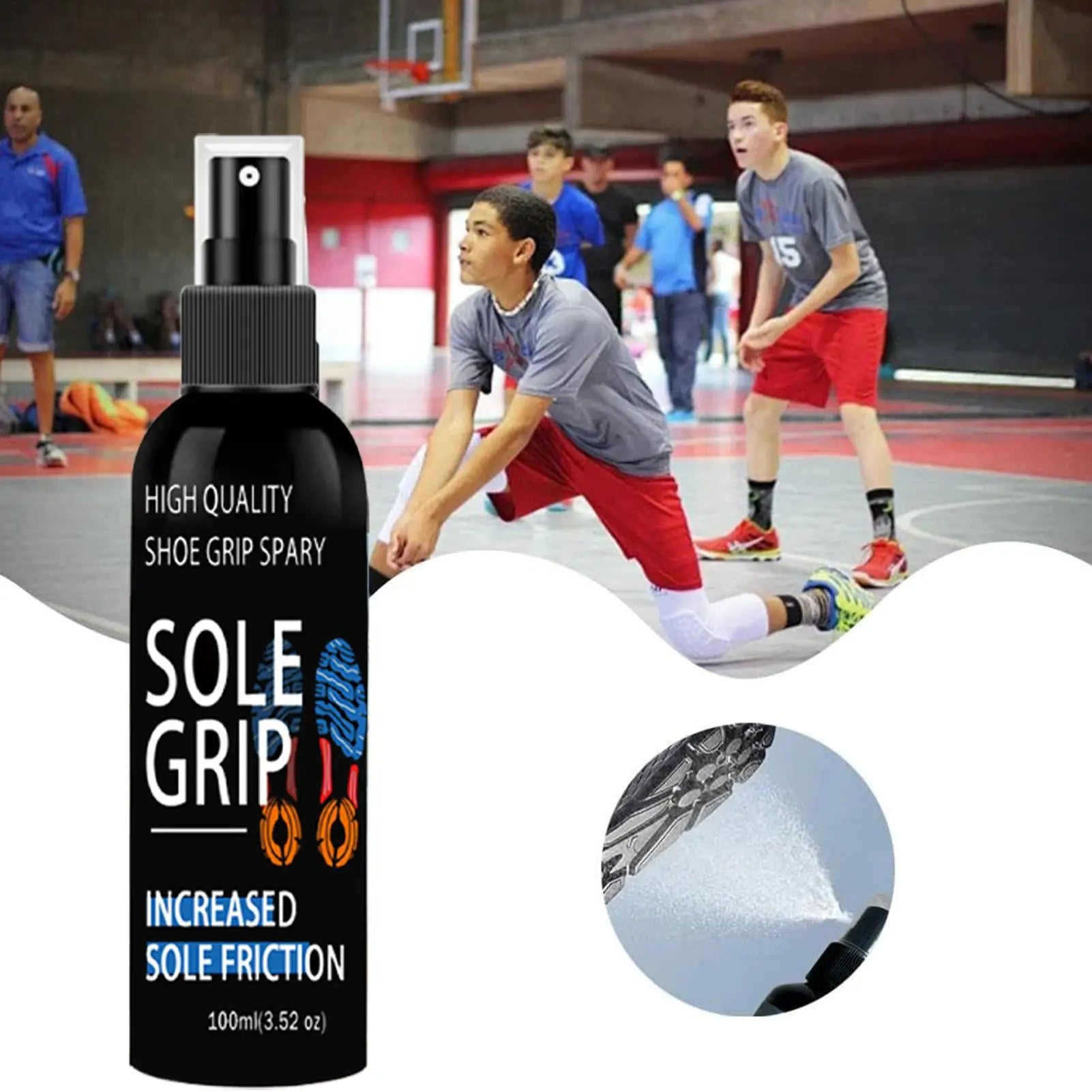 Basketball Shoe Grip Spray - Improve Sole Traction & Court Grip - Rejuvenate & Elongate Sneaker Life - for Various Shoes,100ml Qme