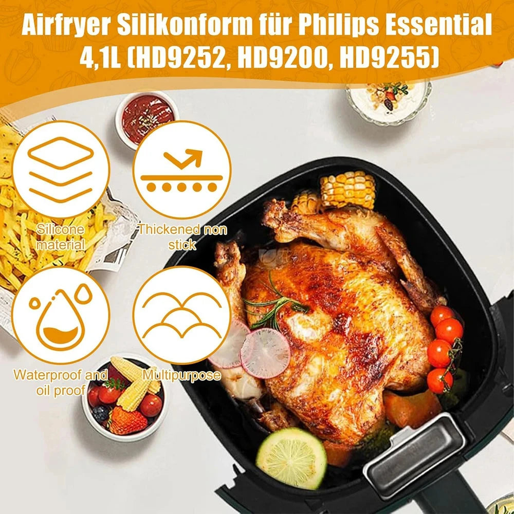 Silicone Air Fryer Mould Philips HD9252 HD9200 HD9255 Accessories 4 Qme