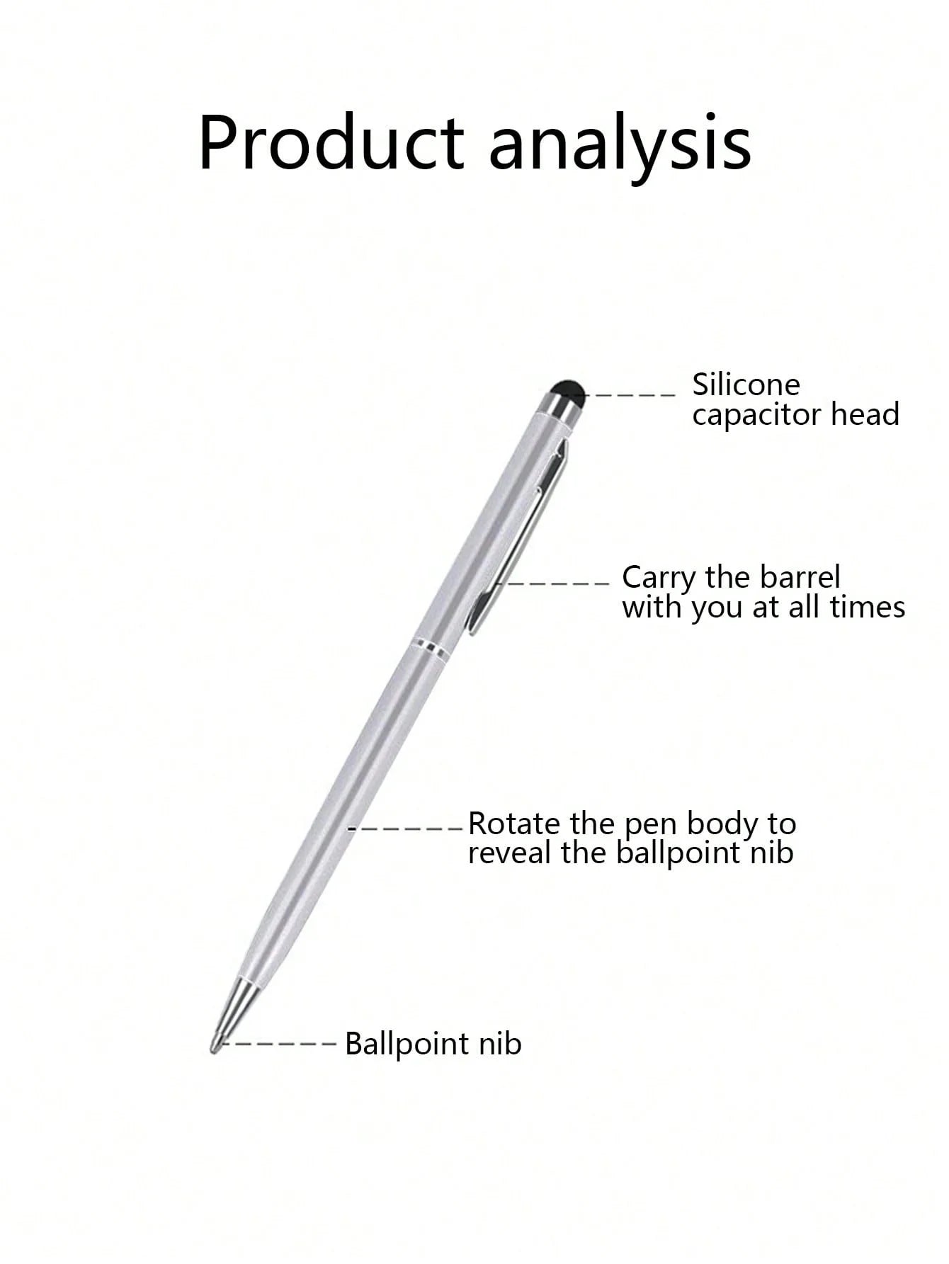 2 Touch Pens Dual-purpose Capacitive Stylus Ballpoint Pen Qme
