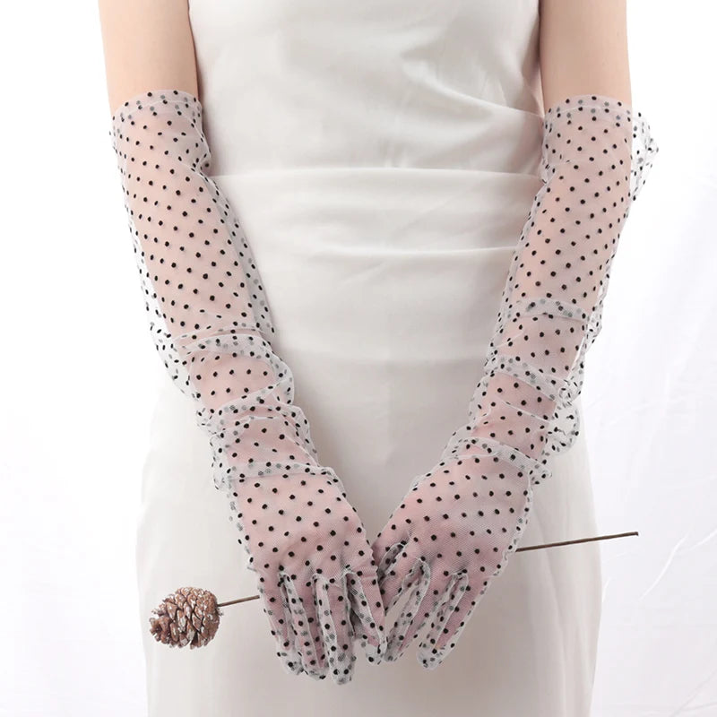 Women Sexy Vintage Tulle Gloves Lace Summer Drive Cycling Breathable Qme C