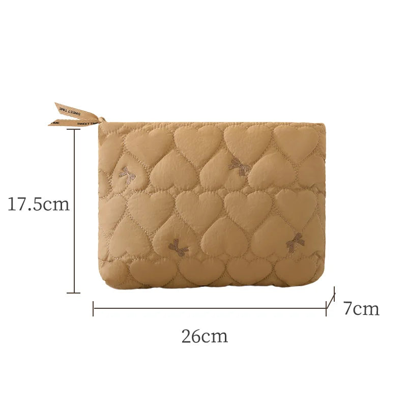 A New Bow Pattern Women Makeup Bag, Zipper Cosmetic Organizer Pouch, Portable Travel Wash Toiletry Storage Bag for Ladies Qme brown