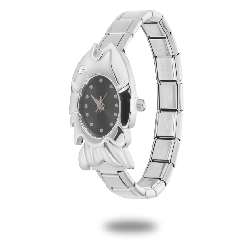 Wholesale Men Women's DIY Width Italian Elastic Charm Stainless Fish