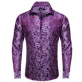 Men's Fashion Luxury Shirt Mixed Purple Paisley Jacquard Pattern Qme CY-1079 XXXL