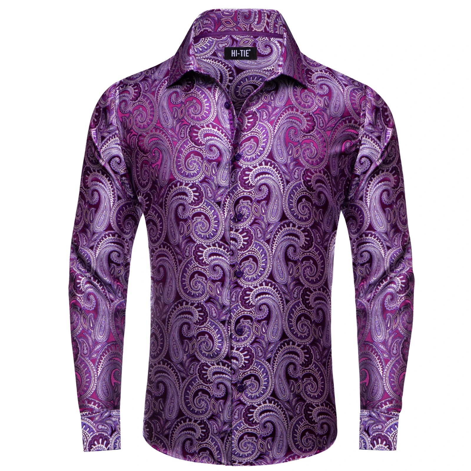 Men's Fashion Luxury Shirt Mixed Purple Paisley Jacquard Pattern Qme CY-1079 XXXL