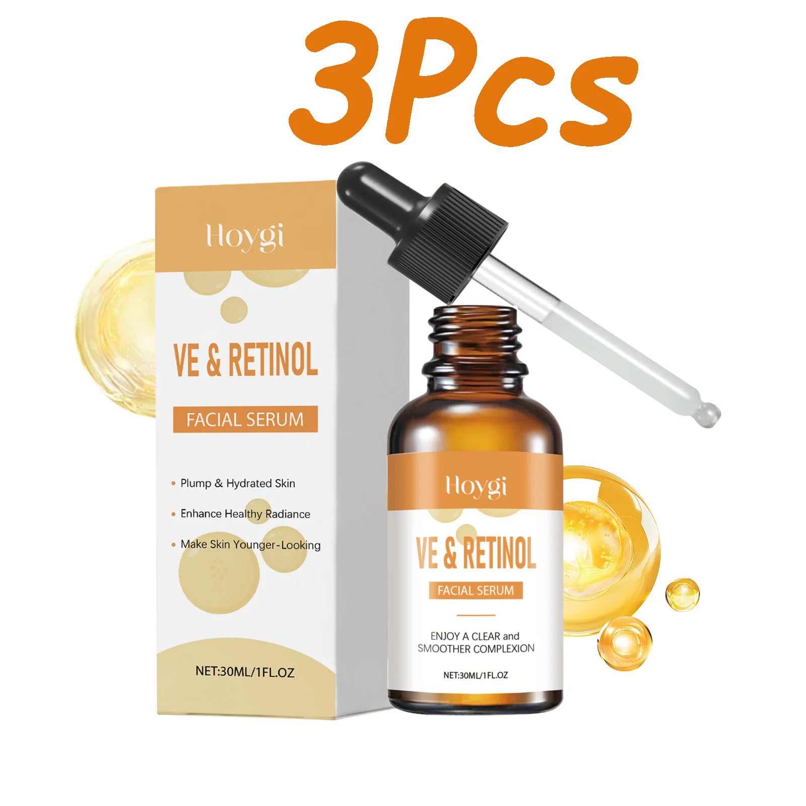 VE Retinol Facial Essence Moisturizing Nourishing Firming Lift Oil Balance Brighten Skin Tone Minimize Pores Smooth Skin Serum Qme 3 x 30ml Boxed