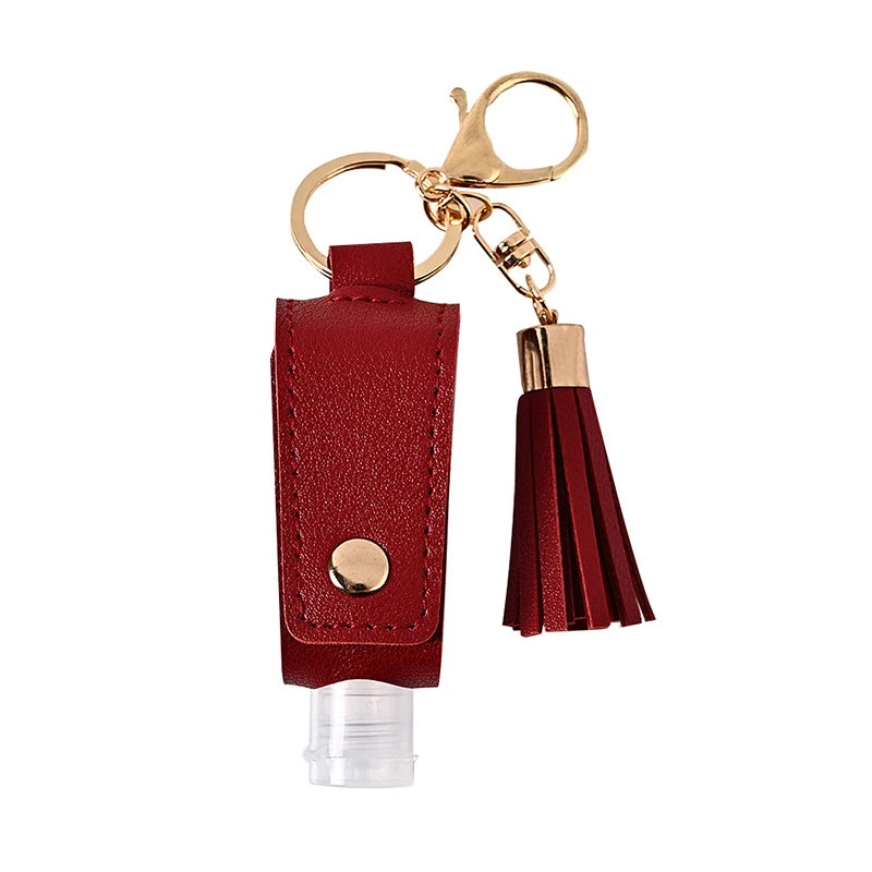 Travel Mini Hand Sanitizers Case Portable Empty Bottle Keychain Qme Wine red