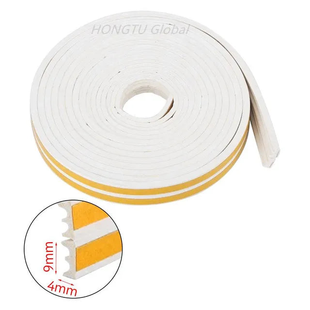 Rubber Foam Window Door Seal Self Adhesive Windproof Tape Door Joint Filler Collision Avoidance Soundproof Sealing Strip Qme white E Type 15 Meter