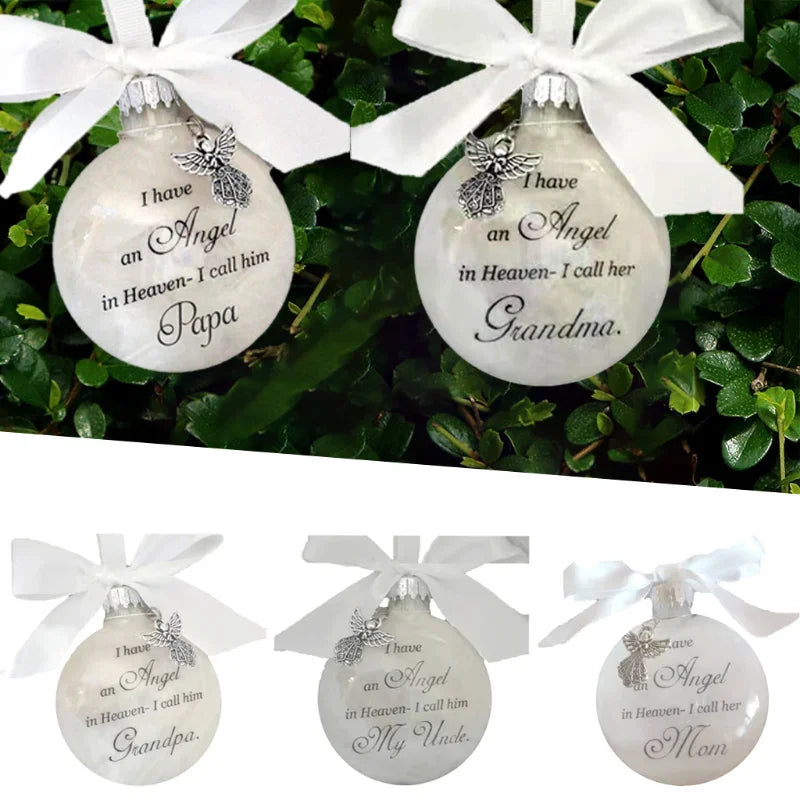Christmas Tree Balls Commemorate Ornament Feather Ball Angel In Heaven Memorial Ornament Xtmas Tree Hanging In Memory of Mom Dad Qme