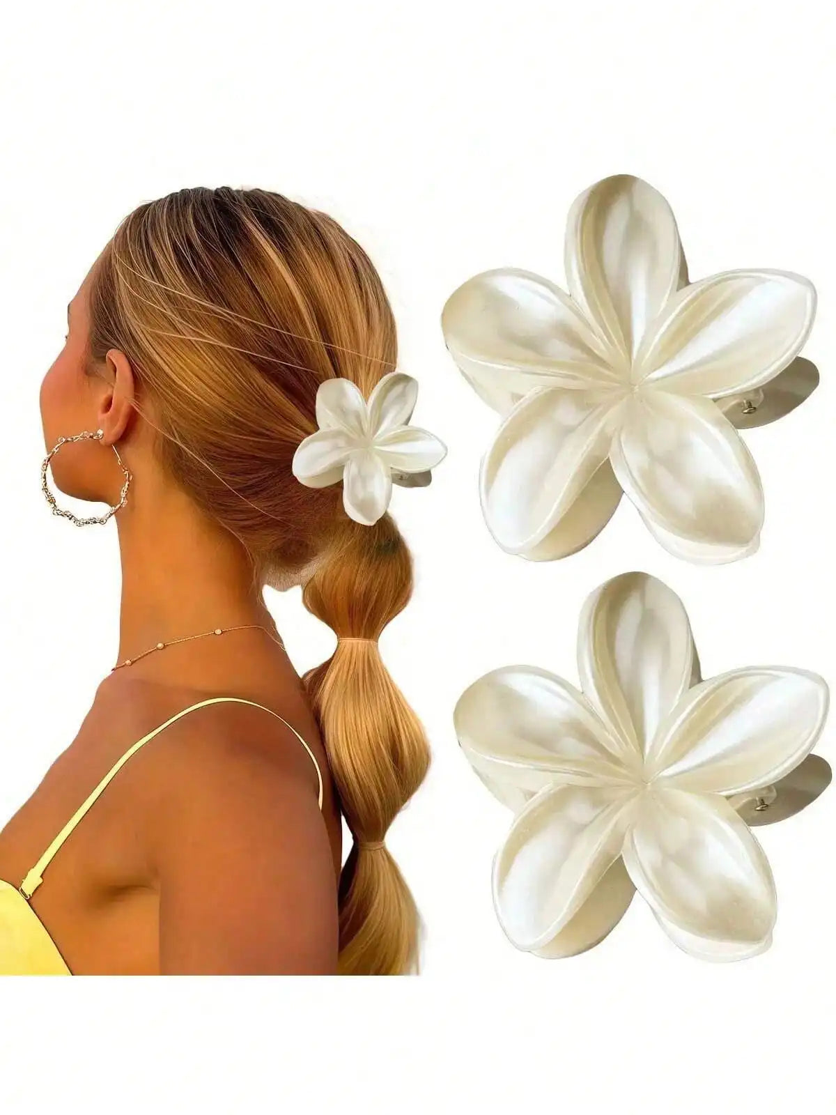 Flower Claw Clips Women Simple Hair Accessories Beach Vacation Qme