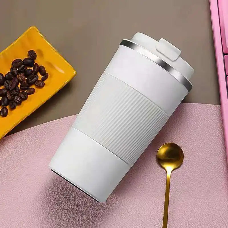 Stainless Steel Vacuum Car Insulated Coffee Cup Qme WHITE 380ml