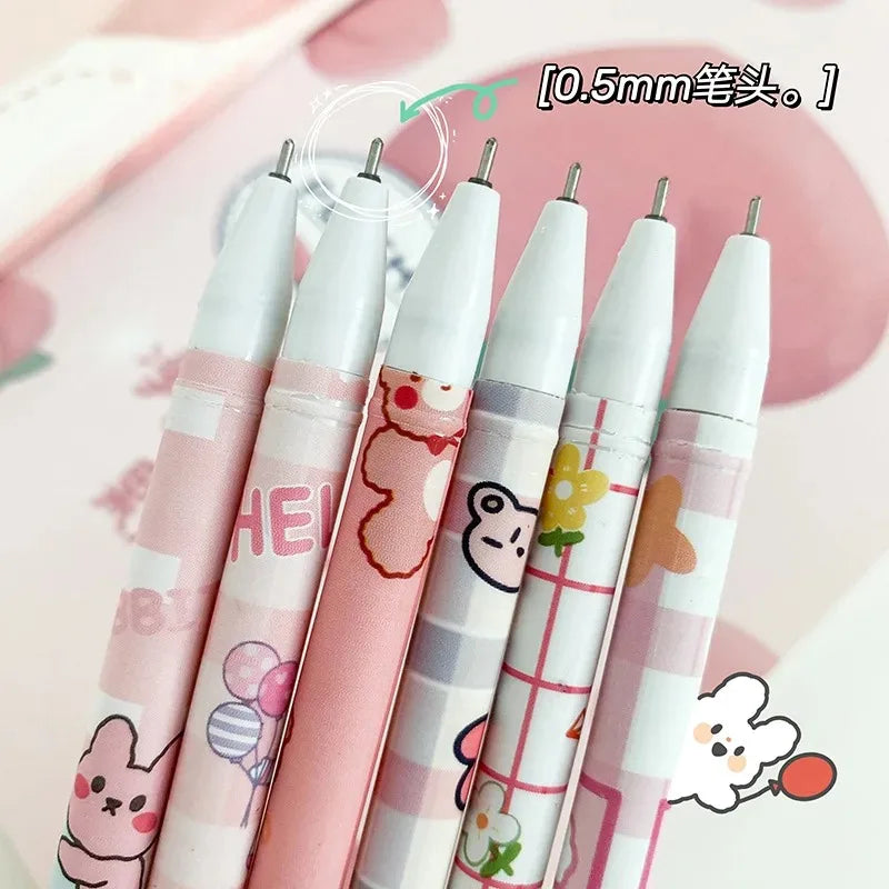 20Pcs/set Kawaii Erasable Gel Pen 0.5mm Blue Washable Handle Cute Cartoons Erasable Pen for School Pen Liquid Ballpoint Pen Qme
