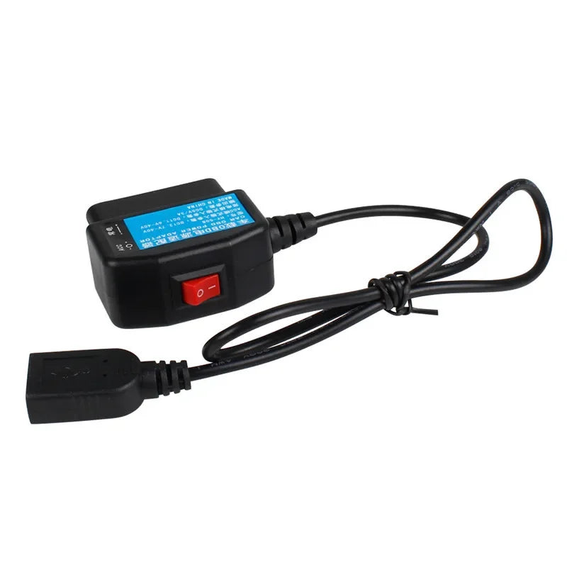 2PCS 24 Hours Parking Monitoring 5V 3A USB Car Charge Cable OBD Hardwire Kit with Switch Wire for Dash Cam Camcorder Vehicle DVR Qme