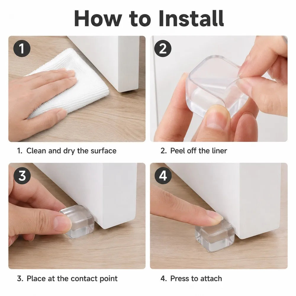 1-8pcs Thickened Silicone Door Stopper Clear Wall Guard Self Adhesive Rubber Bumper Pad For Door Knob Cabinet Furniture Corner Qme