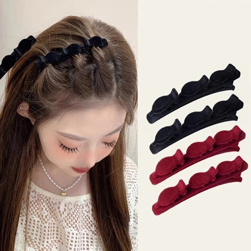High-quality Solid Braided Hair Clip Fragrant Forehead Flock Accessory Qme