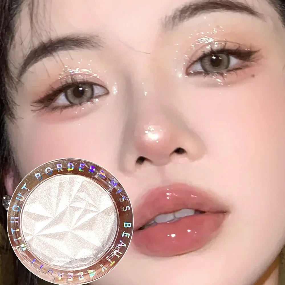 Brightening Face Highlighter Palette Waterproof Monochrome Pearlescent White Silver Highlight Makeup High Gloss Face Repairing Qme