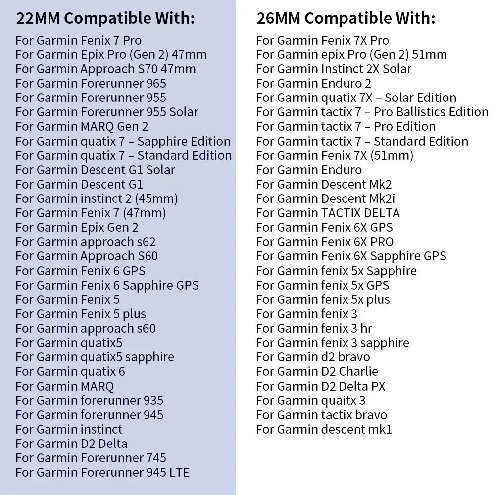 26 22mm Quick fit Stainless Steel Strap For Garmin Fenix 6/6X/6XPro/7/7X/5XPlus/3 Metal Release Watch Band For Forerunner945 935 Qme
