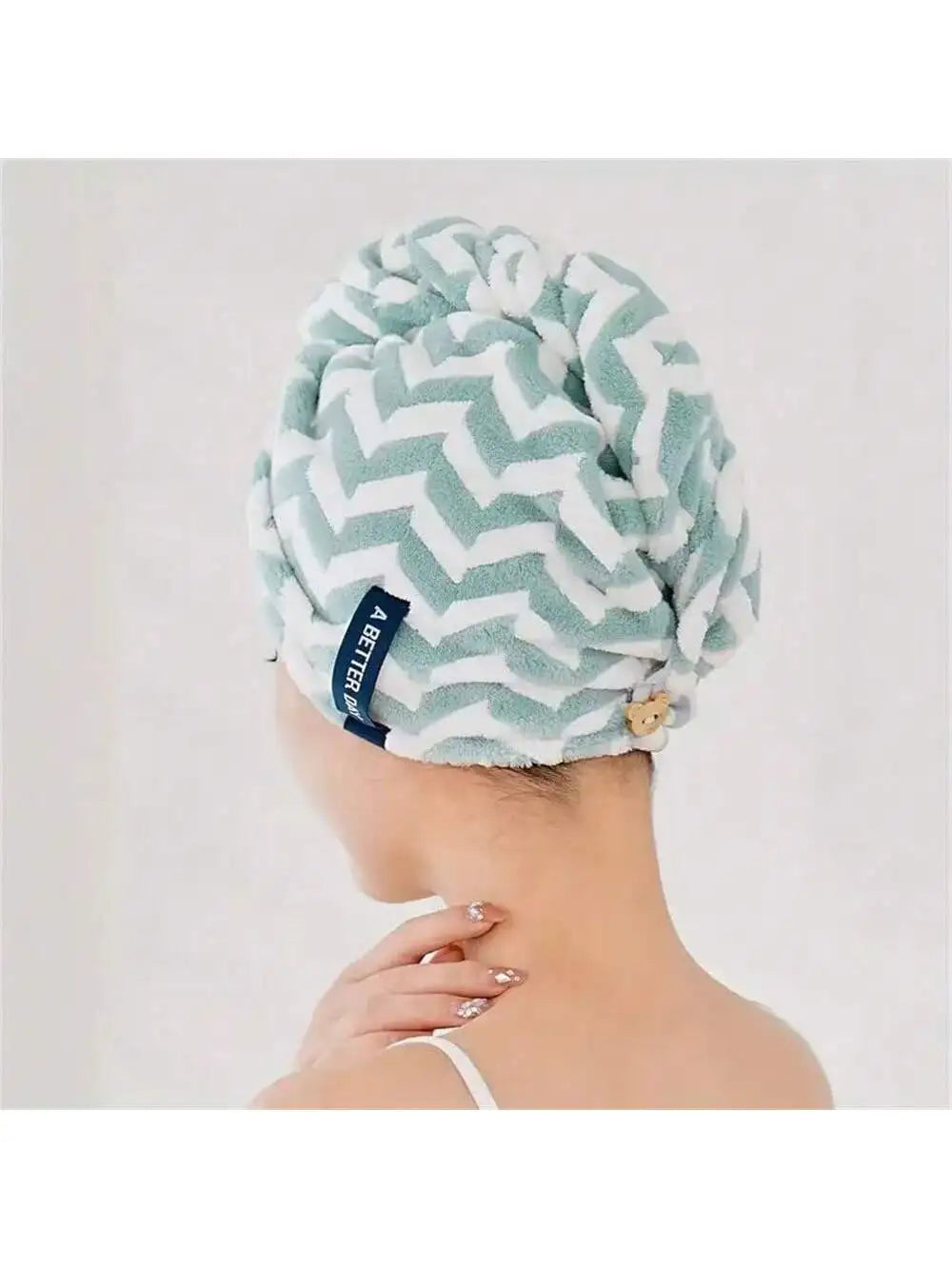 Coral Velvet Women's Hair Drying Cap Absorbent Soft Fashionable Qme green
