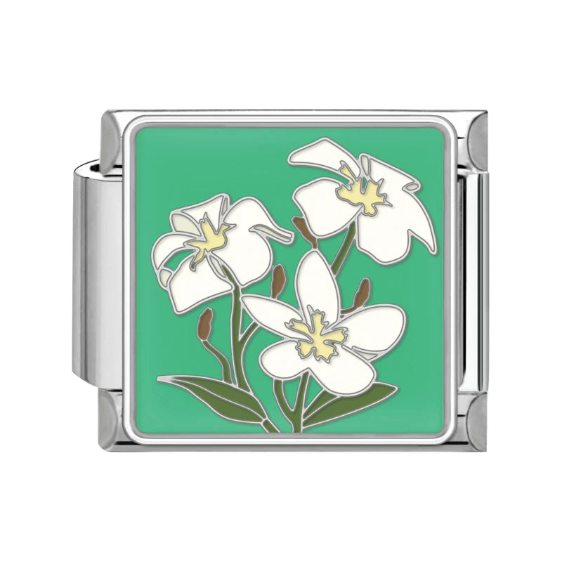 Drop Shipping 2026 Romantic Dreamy Moon Flower Sea Italian Charm Links Fit 9mm Stainless Steel Bracelets Wholesale Jewelry DIY Qme Style 35