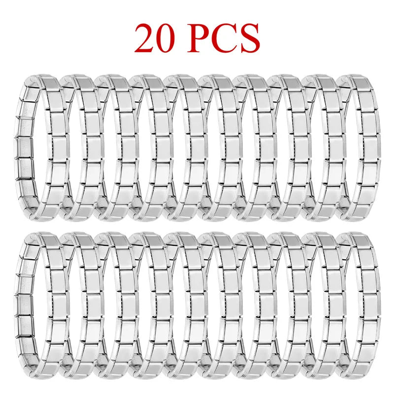 Dropship 5PCS Stretchable Square 9mm Italian Stainless Steel Premium Bracelets DIY Making For Womens Men Charm Jewelry Wholesale Qme 20PCS