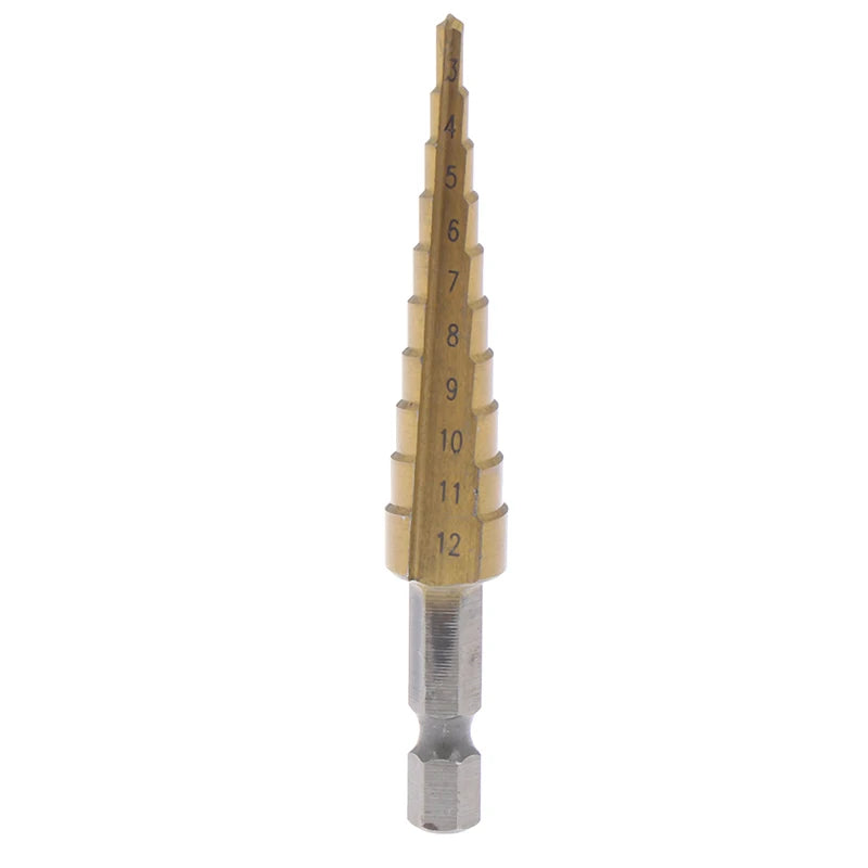 3-12mm Coated Stepped Drill Bits Hex Handle Drill Bit Metal Drilling Power Tool. Qme
