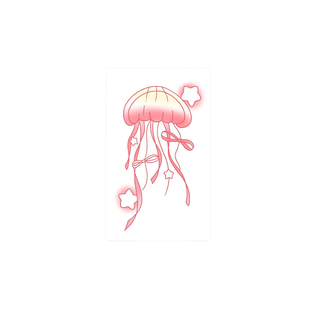 Minimalist Ribbon Star Jellyfish Tattoo Sticker Waterproof Long Lasting Fine Line Temporary Tattoo for Women Arm Qme