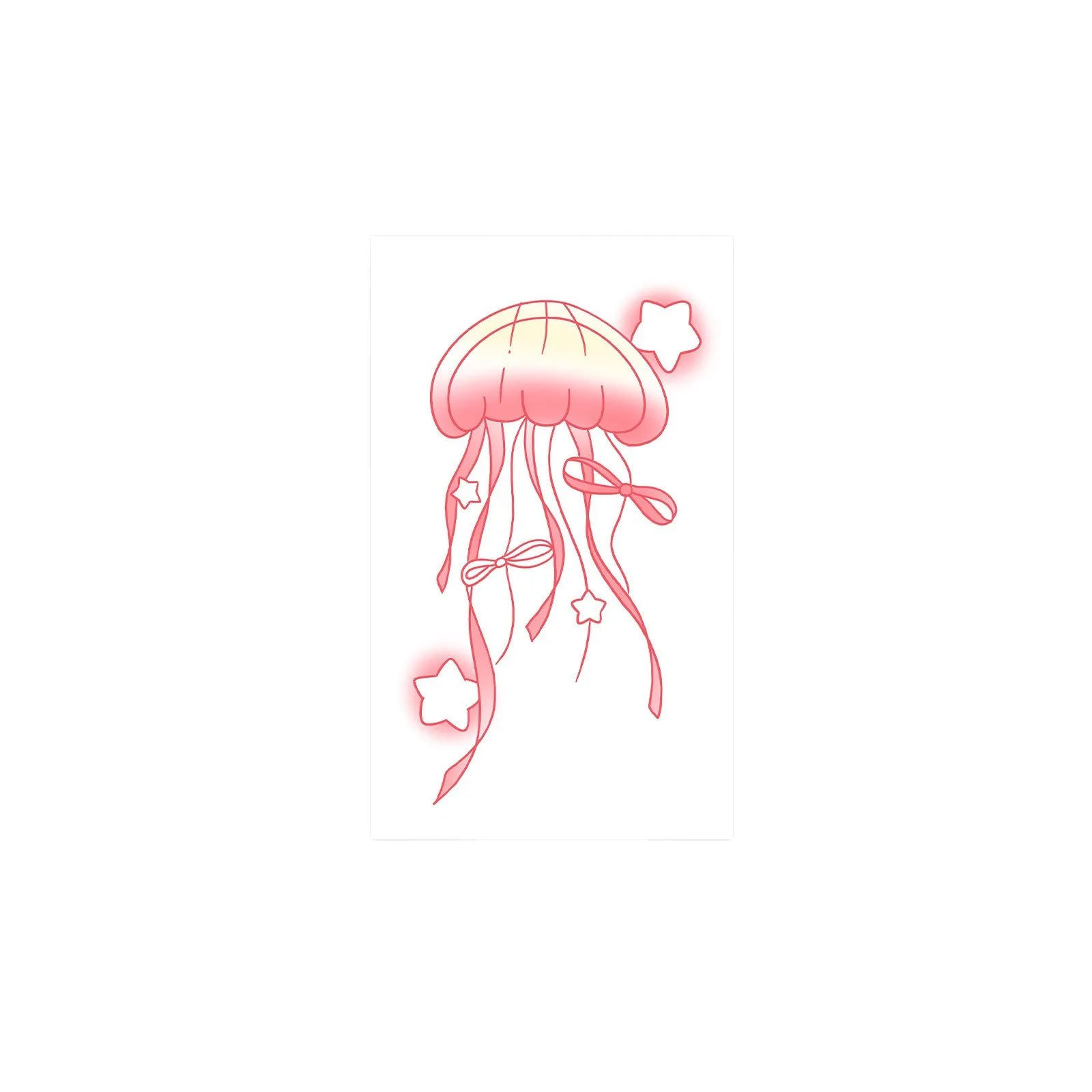 Minimalist Ribbon Star Jellyfish Tattoo Sticker Waterproof Long Lasting Fine Line Temporary Tattoo for Women Arm Qme