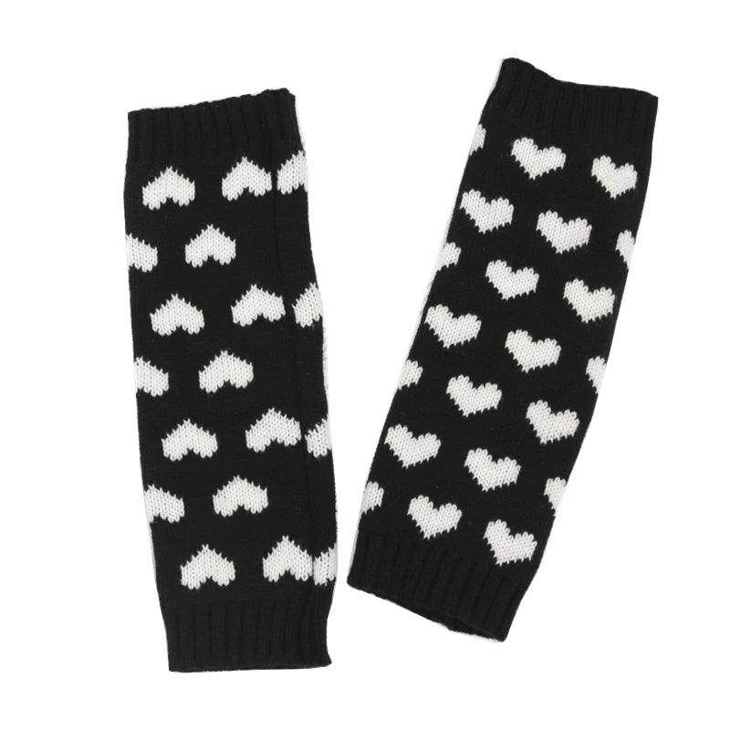 Sweet Girls Lolita Leg Warmers Women Long Socks Knitted Foot Cover Arm Warmer Autumn Winter Crochet Heap Socks Gothic Boot Cuffs Qme black One Size