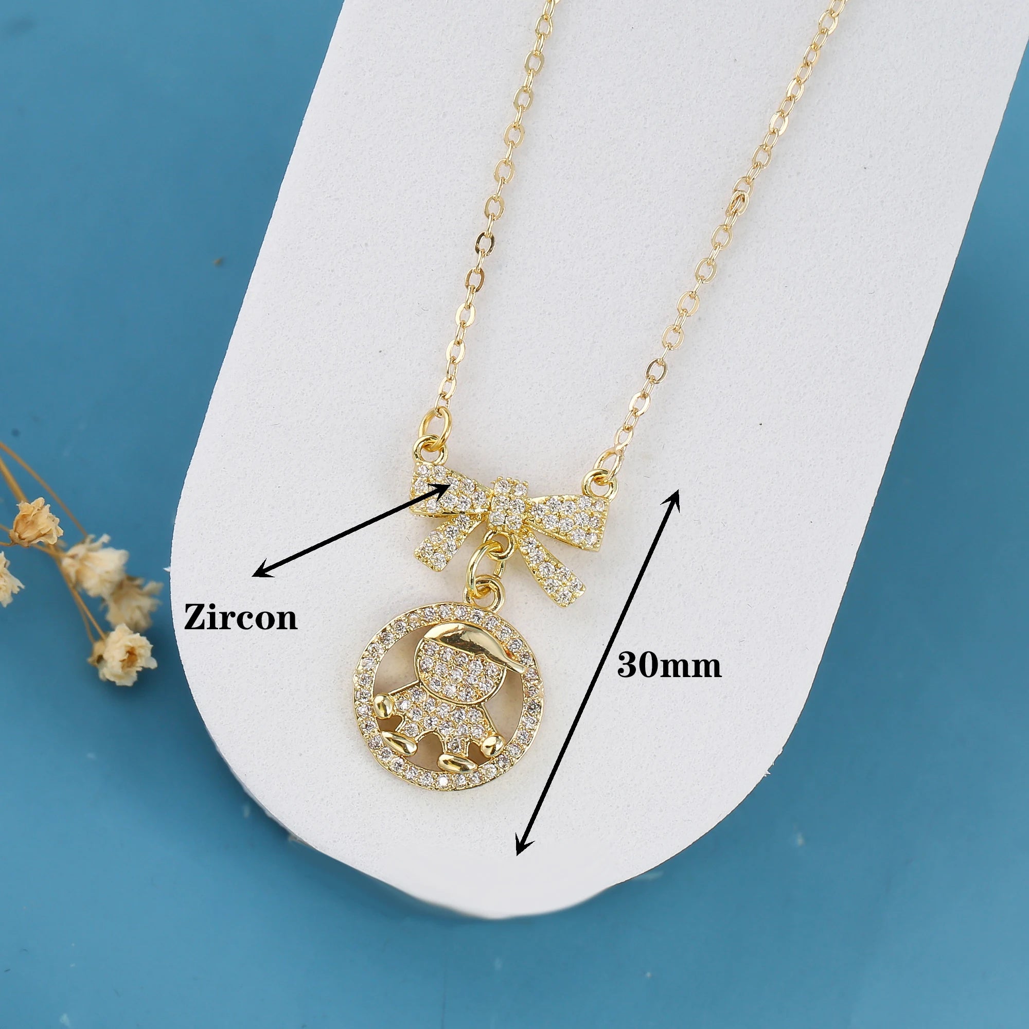 New Design 4 Styles Luxury Copper Zircon Boy Girl Heart Pendant Women Zircon Necklaces Chain Jewelry Charm Mother's Day Gift Qme