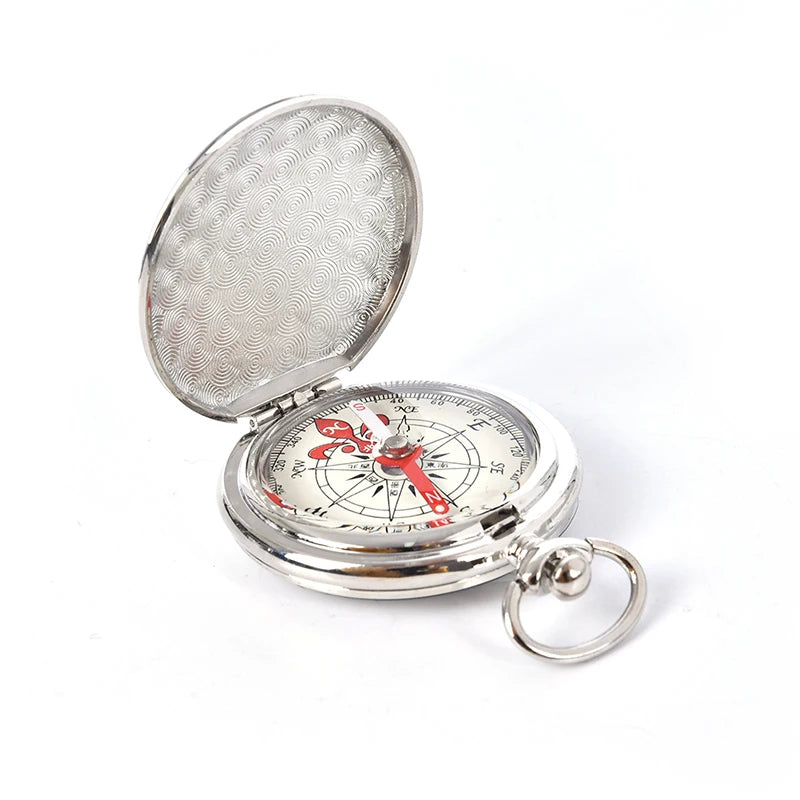 Pocket Watch Flip Compass Portable Hiking Navigation Keychain Qme