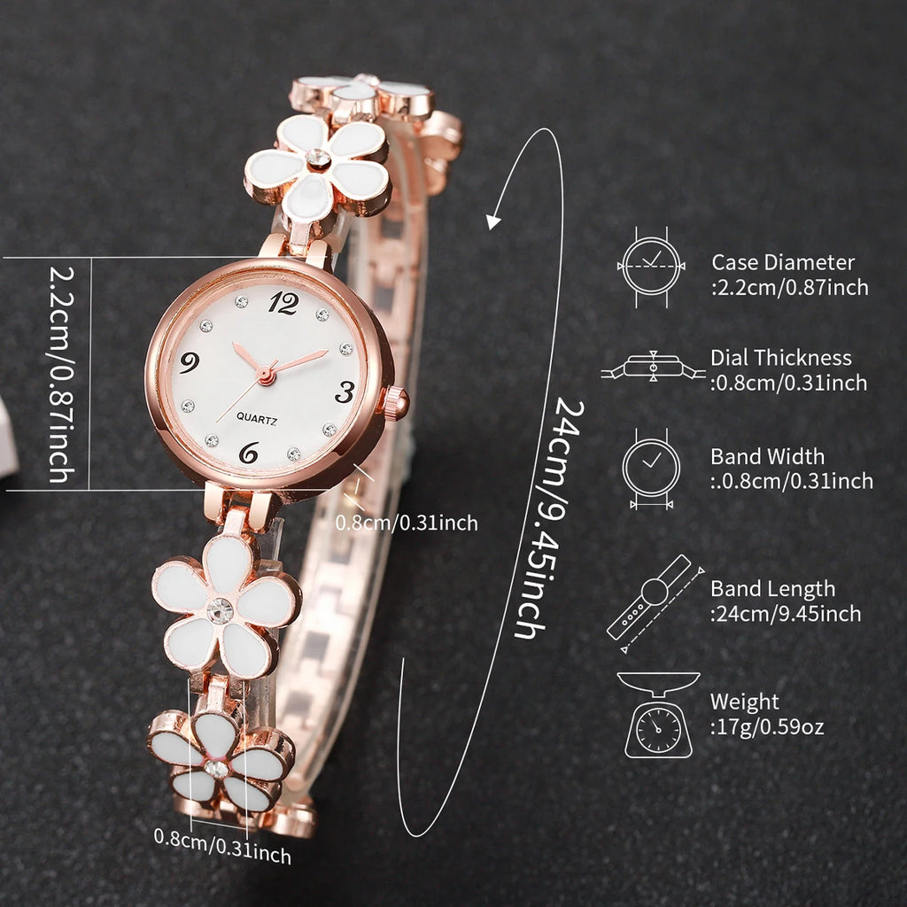 Moda árabe dial relógios femininos elegante flor pulseira senhoras relógio de pulso de quartzo reloj mujer (sem caixa) Qme
