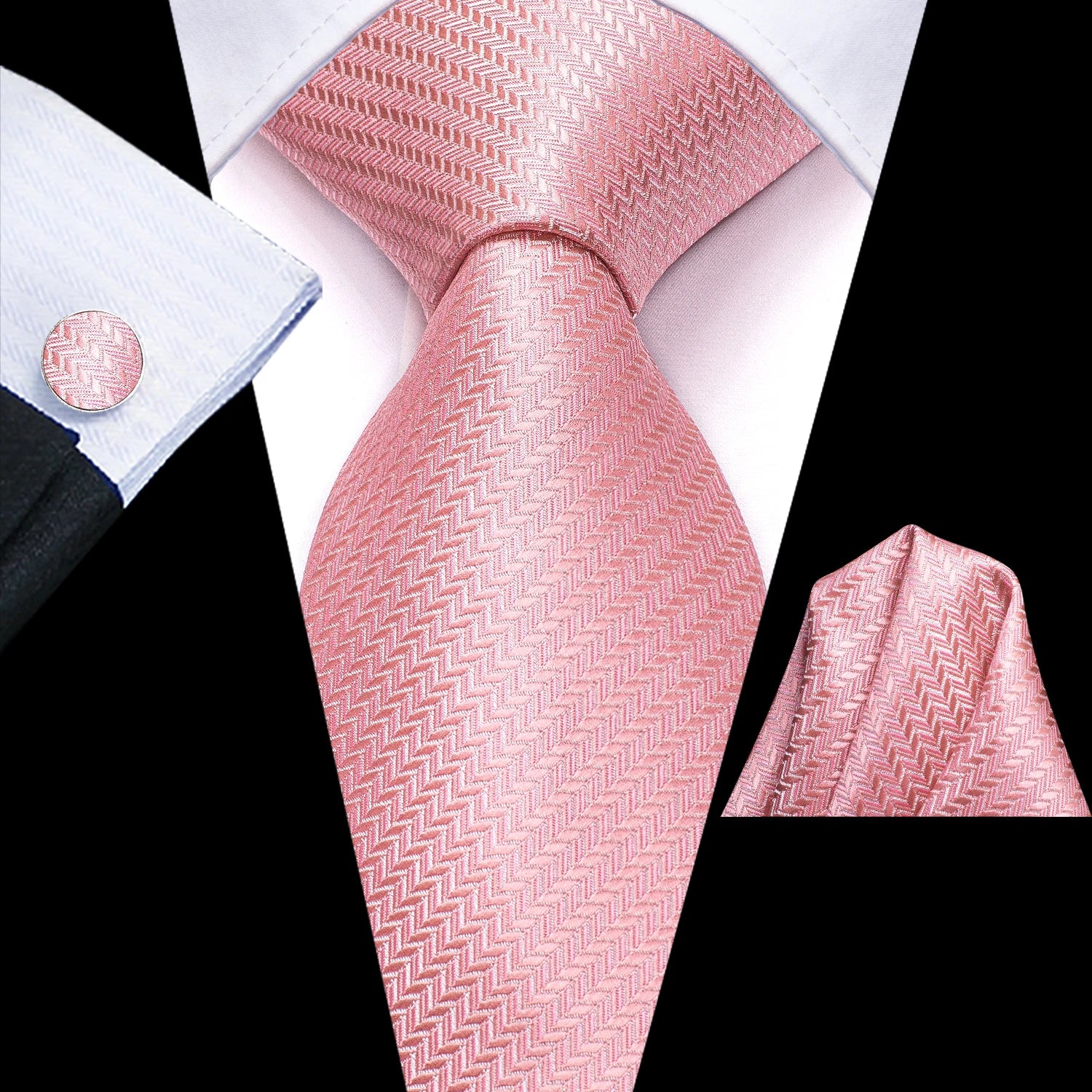 Hi-tie Mens Tie Pink Floral Stripes Solid Paisley Necktie Pocket Qme LDSN3496