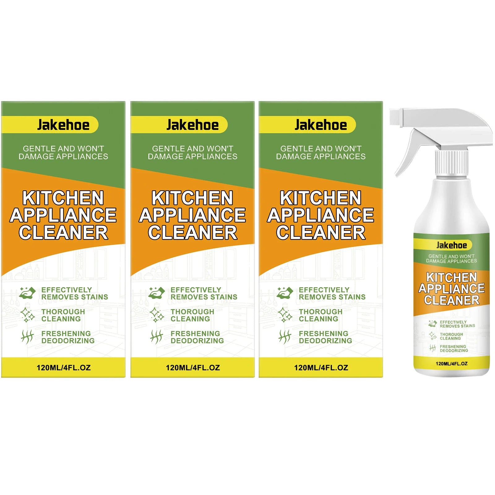 Kitchen Appliance Cleaning Spray Removing Stains Penetrate Grease Elegant Fragrance High-Efficiency Formula Heavy Duty Degreaser Qme 3 x 120ML Boxed