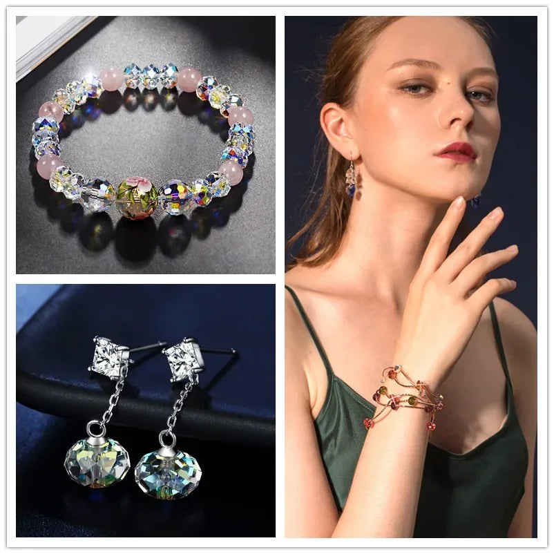 AAA Quality Faceted Rondelle Glass Beads 4-8mm Crystal Spacer Beads Assorted Jewelry Beads for Bracelets Necklaces Accessories Qme