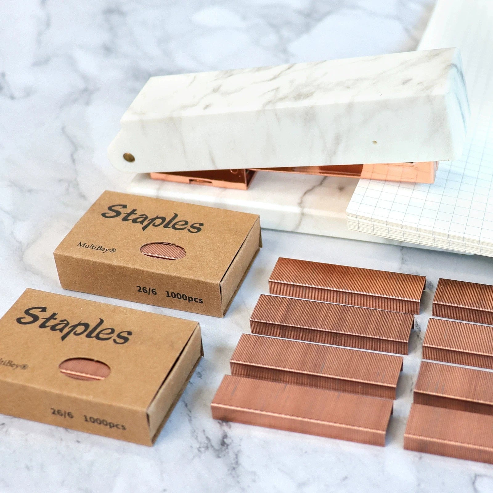 1000Pcs/Box Rose Gold Metal Office Standard Stapler Staples 26 / 6 Binding Machine School Supplies Accessories Qme