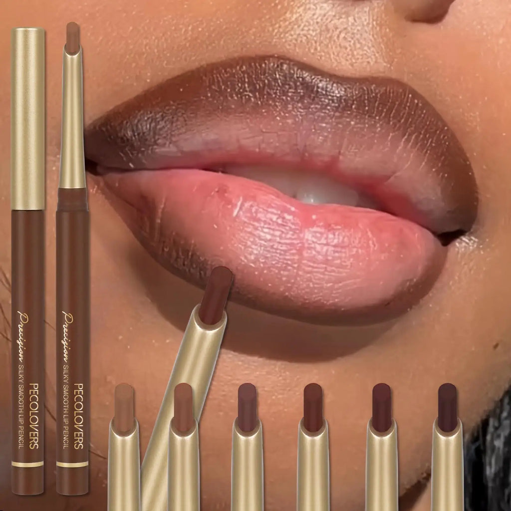 Matte 6-colors Lip Liner Pencil Bevel Design Nib Lip Contour Lipstick Nude Brown Lipstick Pencil Natural Lasting Lipliner Makeup Qme