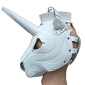 Unicorn Mask Full Face Hood Cosplay Steampunk Halloween Costume Props Party Dress-Up Adjustable Horse Head Animal Hood Handmade Qme White