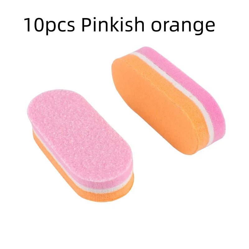 10/50/100pcs mix Professional Buffer Sponge Nail File Mini Double-sided Nails Art Blocks Polishing Manicure Pedicure Qme 10pcs Pinkish orange