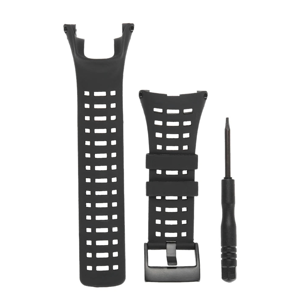 Rubber Watch Strap Rubber Watchband Watchband Wristwatch Strap Black Rubber Watchband for Suunto Ambit1/2/3 Watch Watch Strap Qme black