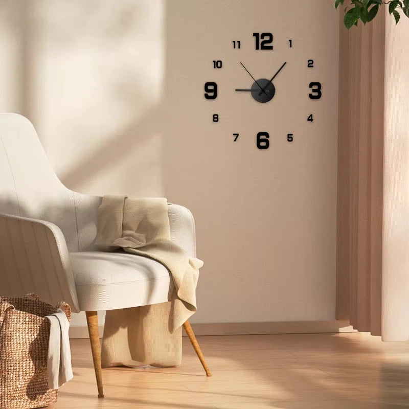 ' Frameless Modern 3D Wall Clock Mirror Sticker Clock for Home Office Hotel Restaurant School Decoration Qme