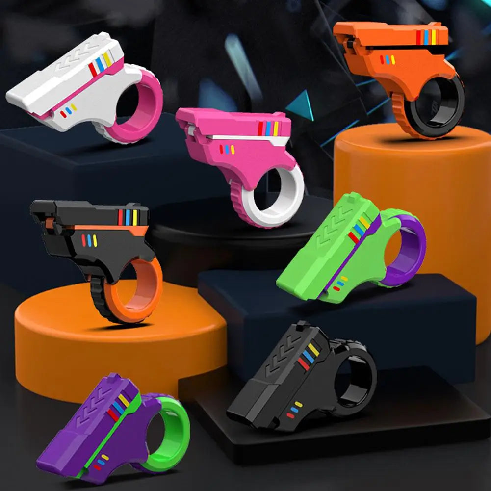 Multi-function Stress Relief Fidget Ring Office Decompress Rotary Finger Sliders Small Pistol Fingertip Toy for Adults Kids Gift Qme