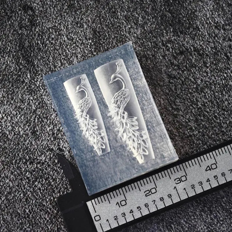 3D DIY Nail Art Decoration Peacock Silicone Mold Transparent Manicure Qme