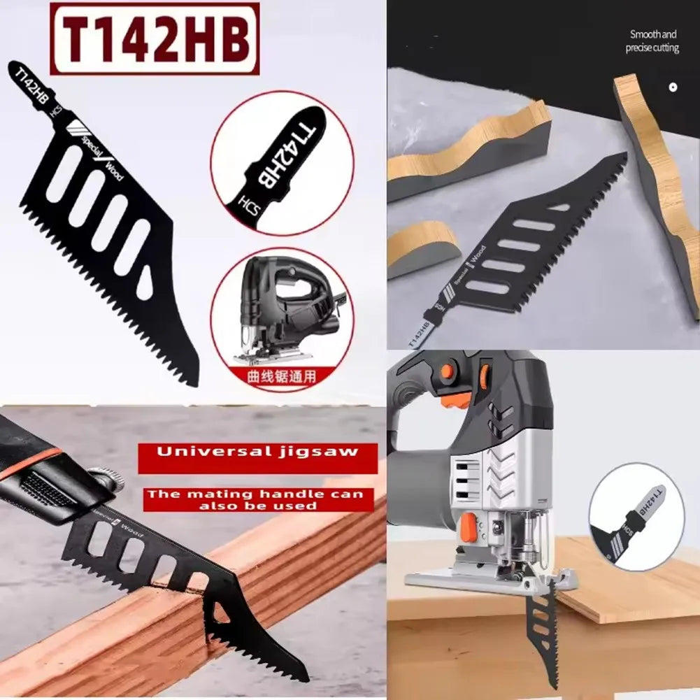 1/3pc T142HB Curve Jigsaw Blade T Shank Flush Cutting Sawwood Blade Irregular Curve Saw Blade Hardwood Plywood Cutting Tool Qme