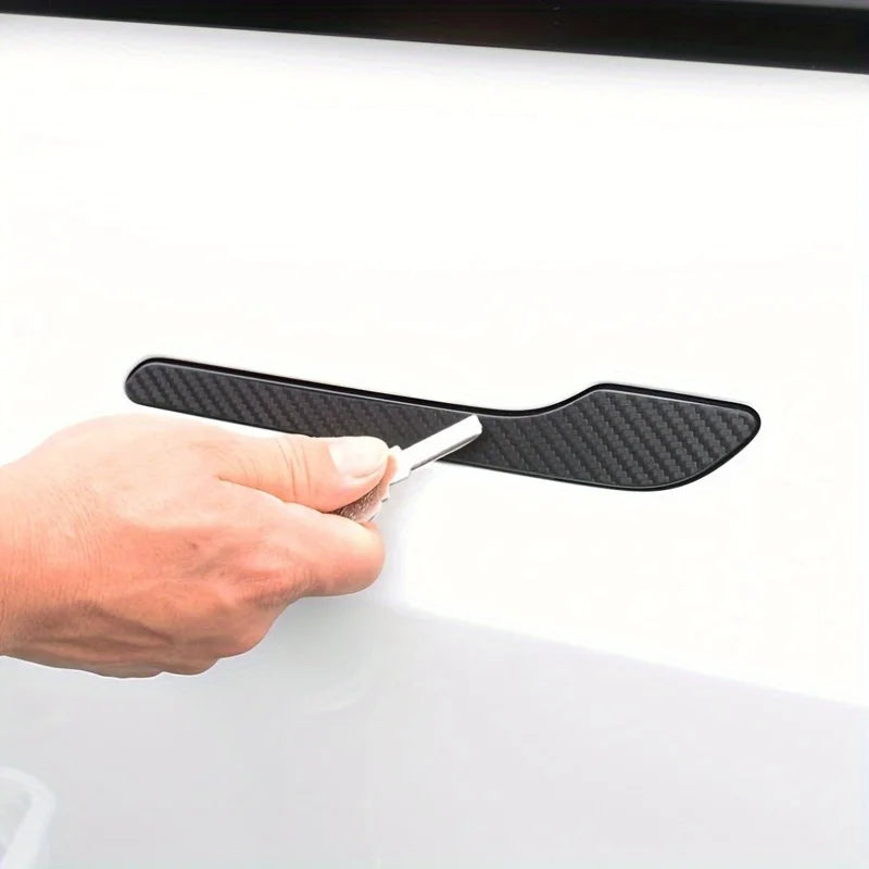 Carbon Fiber Door Handle Sticker, Door Trim Sticker Modified Scratch Resistant, for Tesla Model 3y Qme