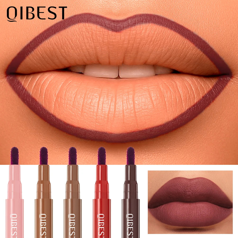 Matte Lip Liner Waterproof,Sweatproof,Multi-color Correcting Liquid Lipstick Pen Sexy Red Brown Lip Makeup Outline Lips Contour Qme