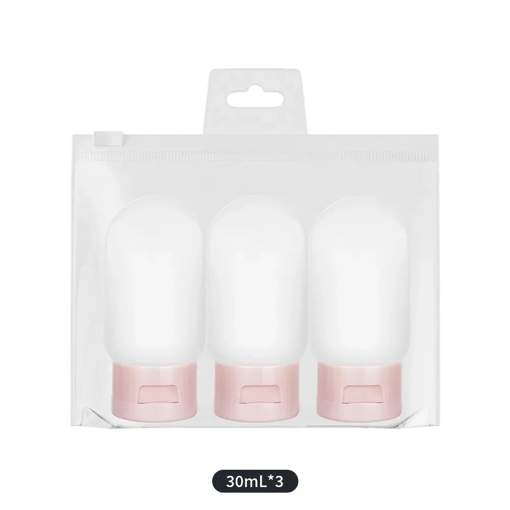 Leakproof Travel Bottles TSA-Approved Refillable Flip Shampoo Qme Pink 30mLx3