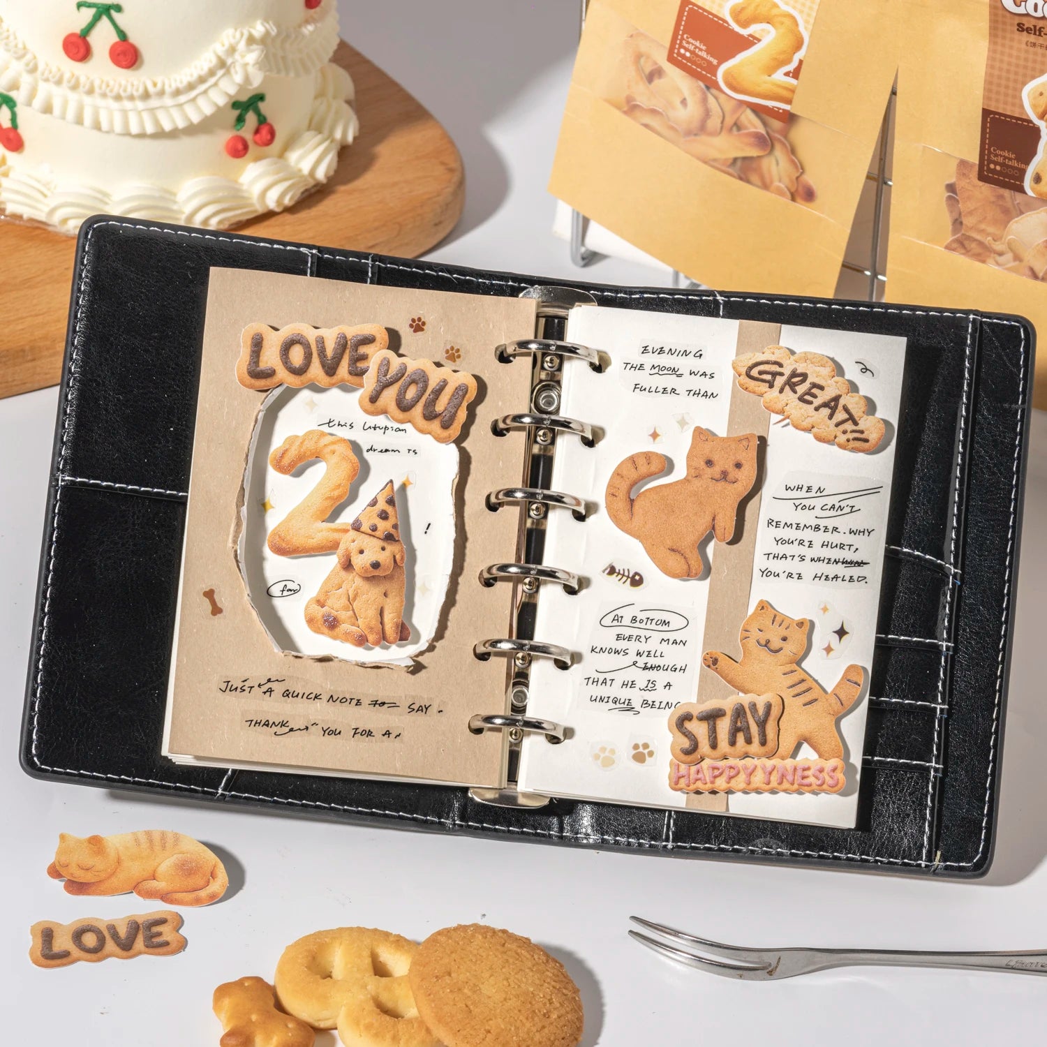 30 Sheets/Bag Realistic Biscuit Theme Hard Card Sticker for DIY Scrapbook Phone Case Notebook Decoration Craft Qme