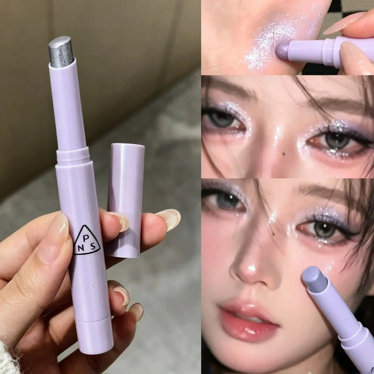 Shimmer Coral Orange Eyeshadow Stick Pearlescent Purple Eye Shadow Brightening Waterproof Diamond Glitter White Highlighter Pen Qme 05