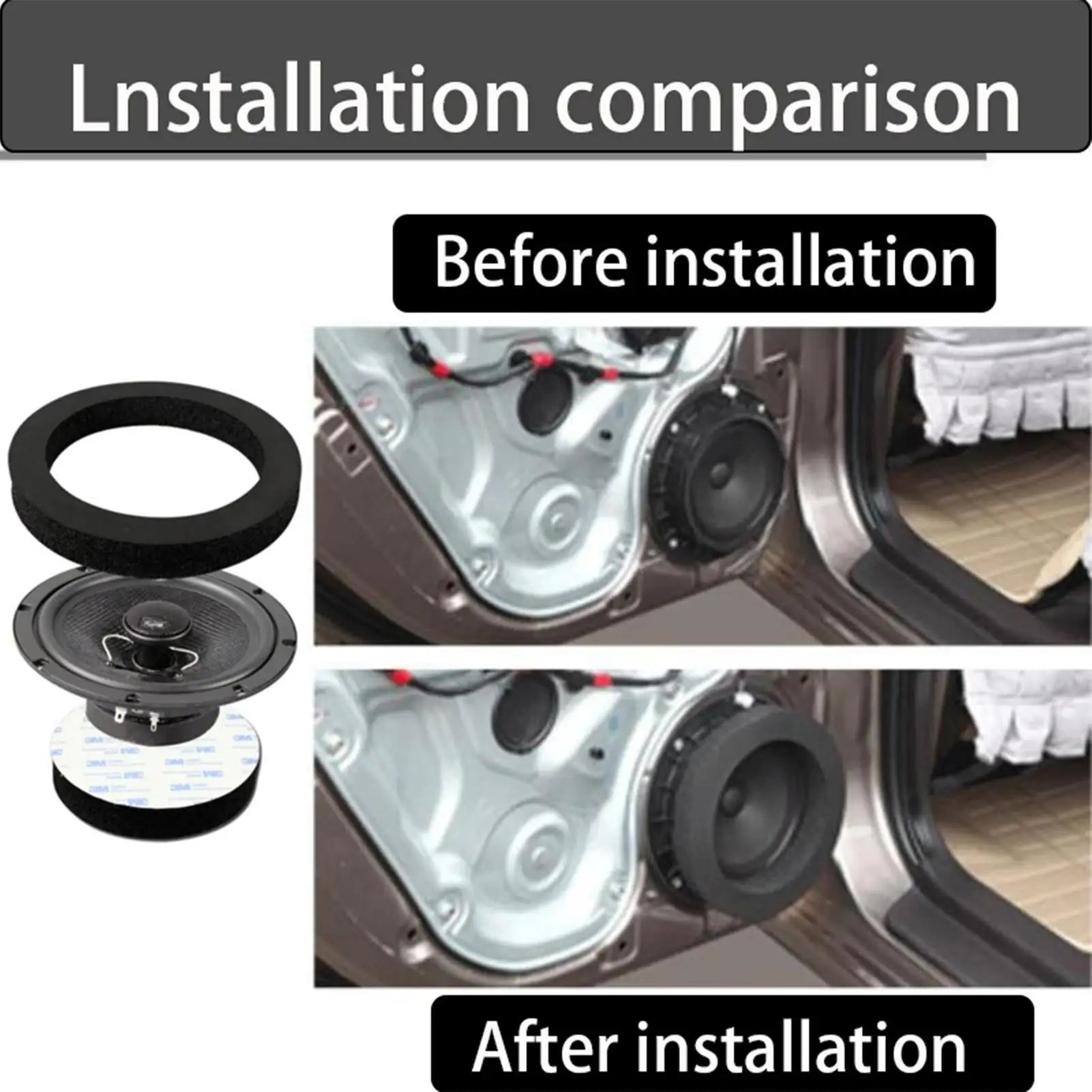 Speaker Fast Rings Self Adhesive Car Speaker Ring Foam Baffles Universal Car 6.5 Inch Stereo Audio Speaker Foam Rings Bass Qme