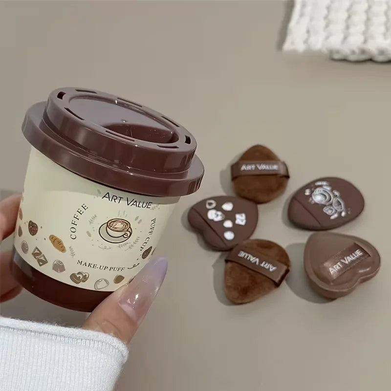 Mini Coffee Powder Puff Wet Dry Fingertip Sponge Soft Skin-friendly Qme
