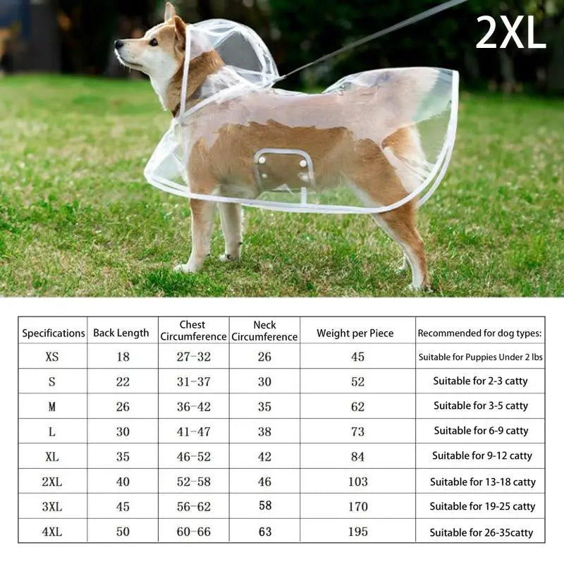 Windproof Pet Clothing Large Dog Costume Raincoat Transparent Qme 2XL